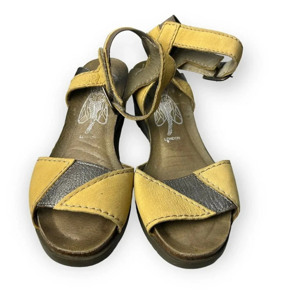 Fly London Imat Bumblebee/Bronze Wedge Sandals 36 - Picture 3 of 12